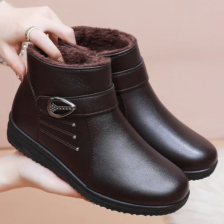 Wyndecott | Women's Fleece-Lined Winter Ankle Boots - Dark Brown - Image 1